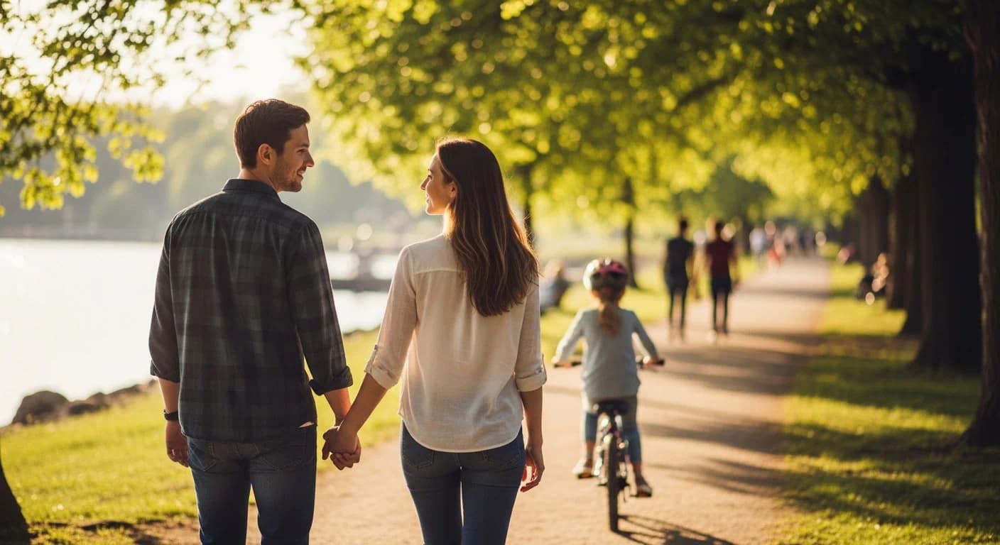 Family moment showing calm connection in a blended household