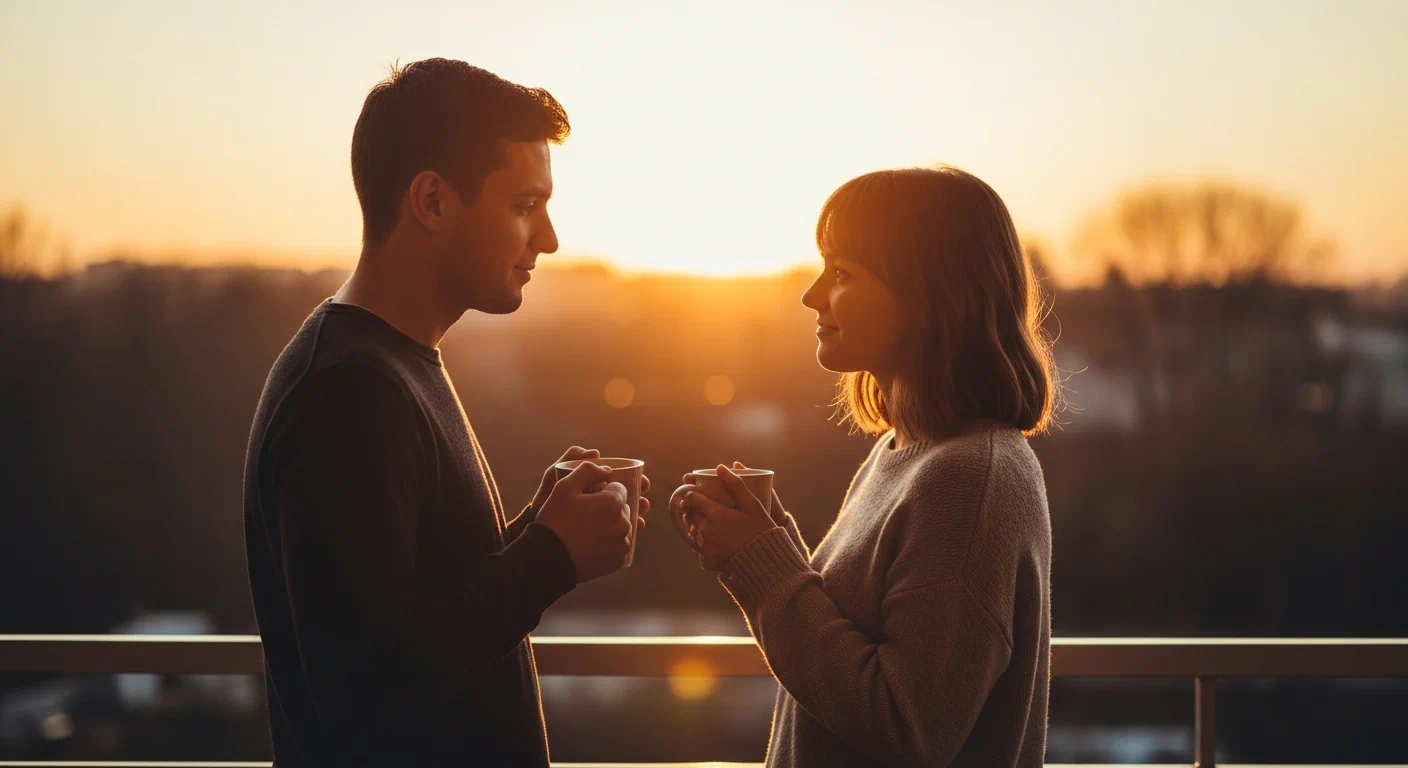 Couple smiling after aligning on a career and moving plan together