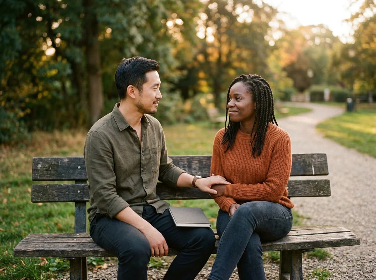 Couple sharing a meal after discussing cultural differences before marriage