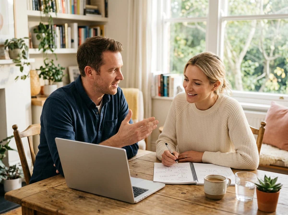 Couple discussing how they make decisions together before marriage