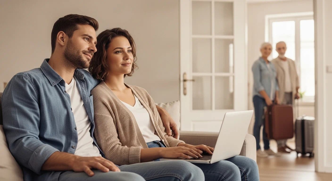 Couple having a calm talk about family boundaries before marriage