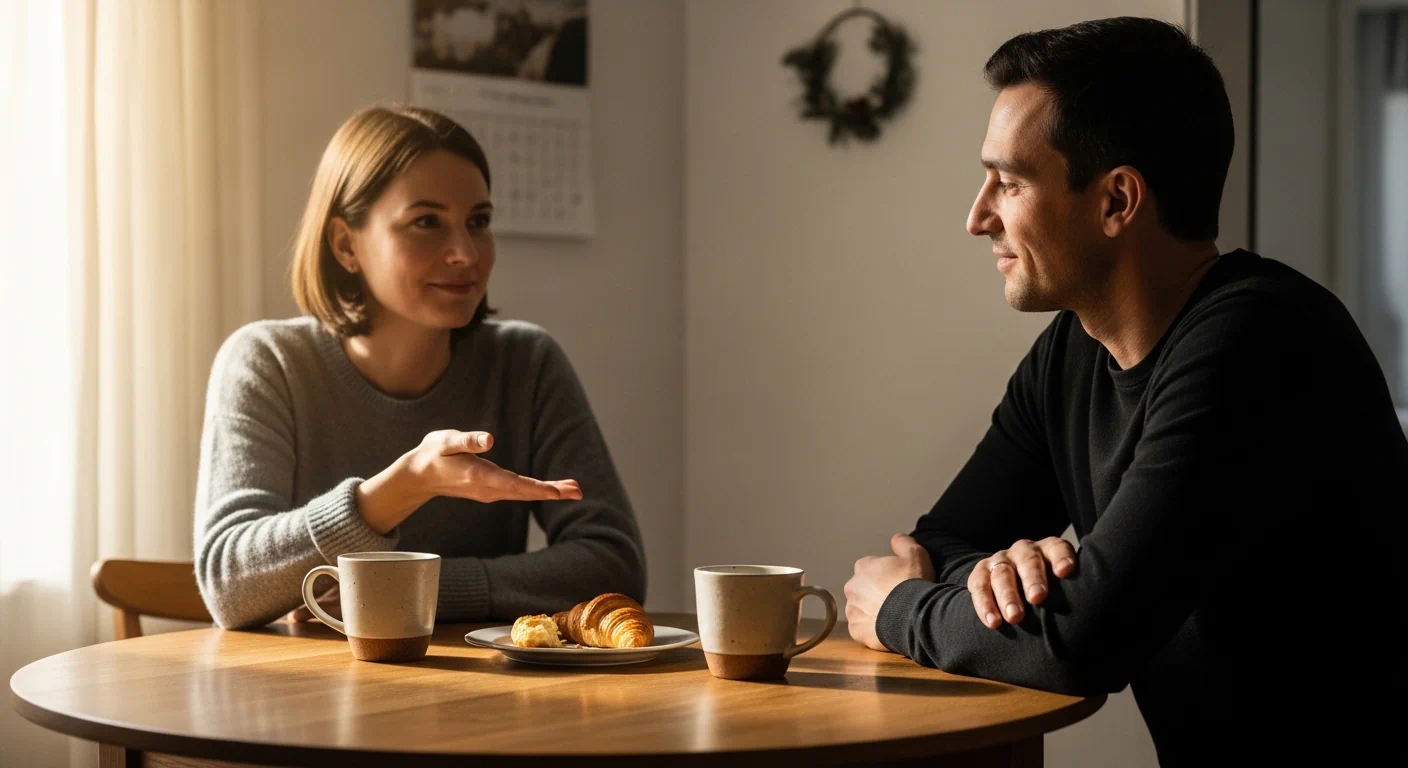 Couple standing together after aligning on family boundaries