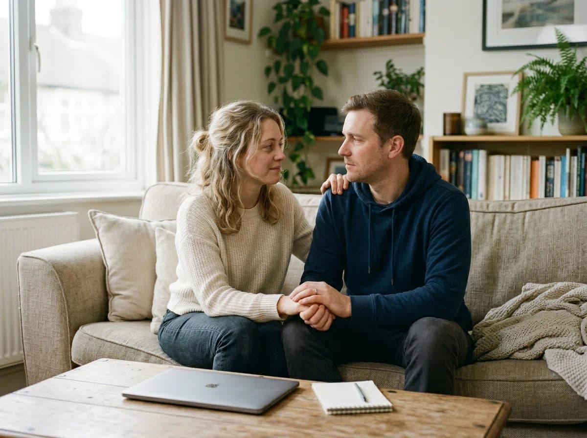Couple having a caring fertility conversation before marriage