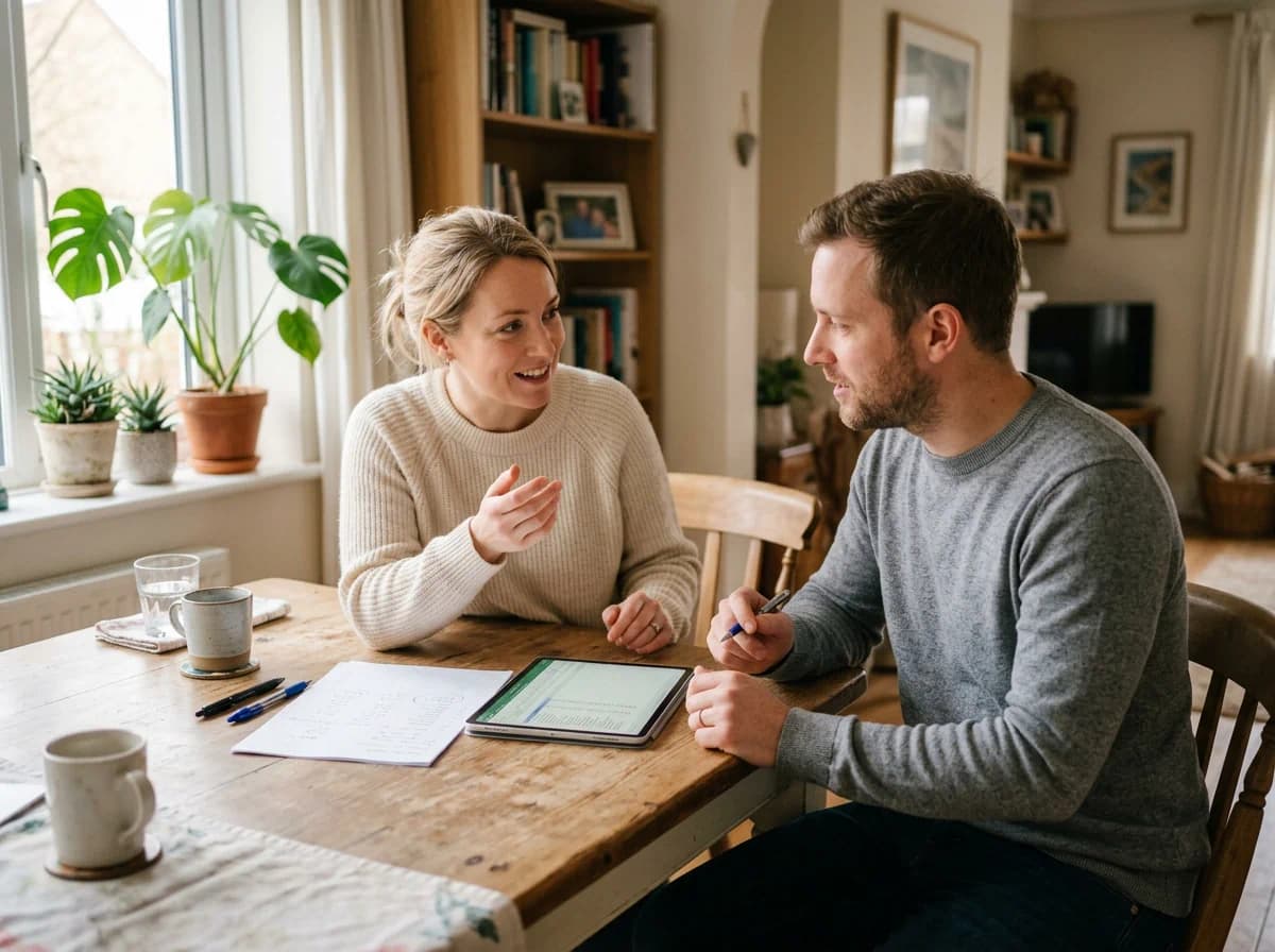 Couple discussing financial honesty together before marriage