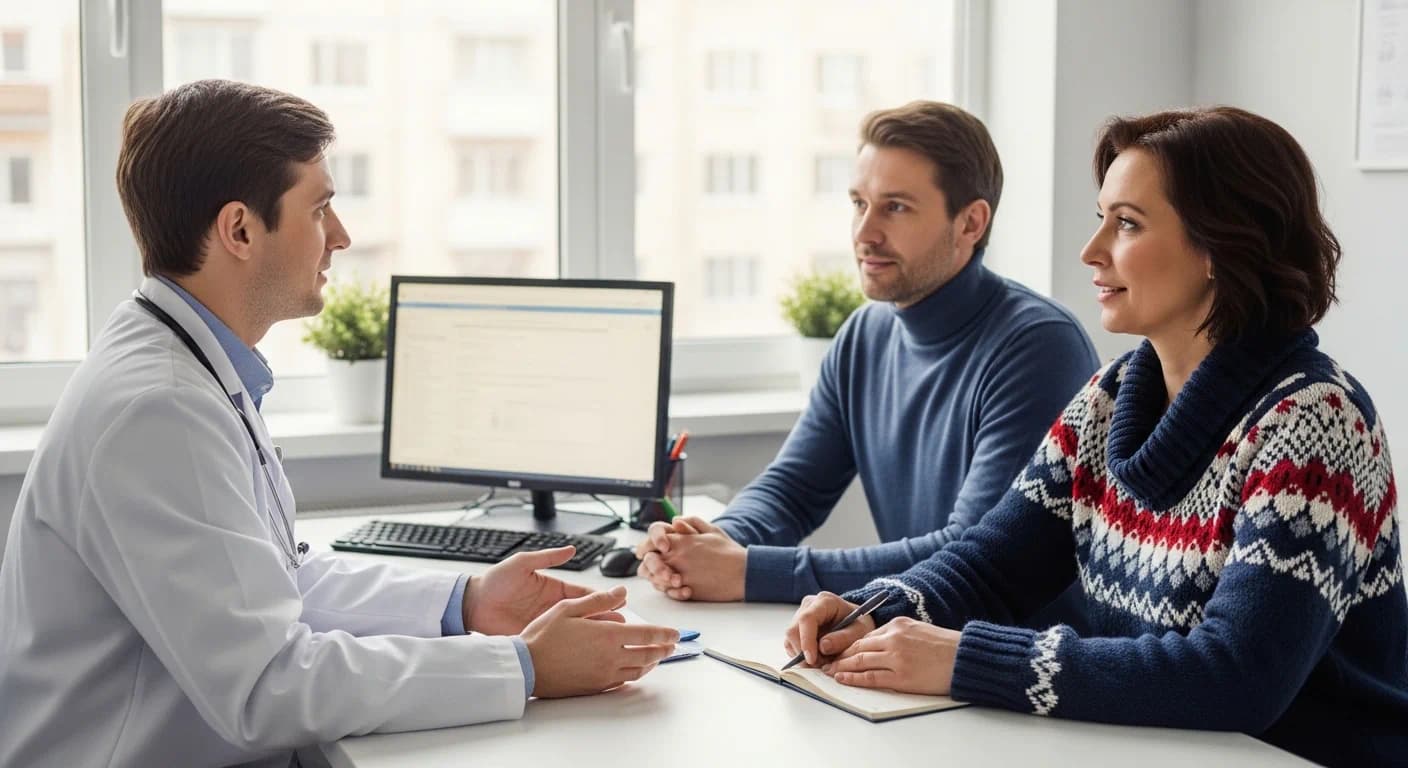 Couple having a caring conversation about health and wellbeing before marriage