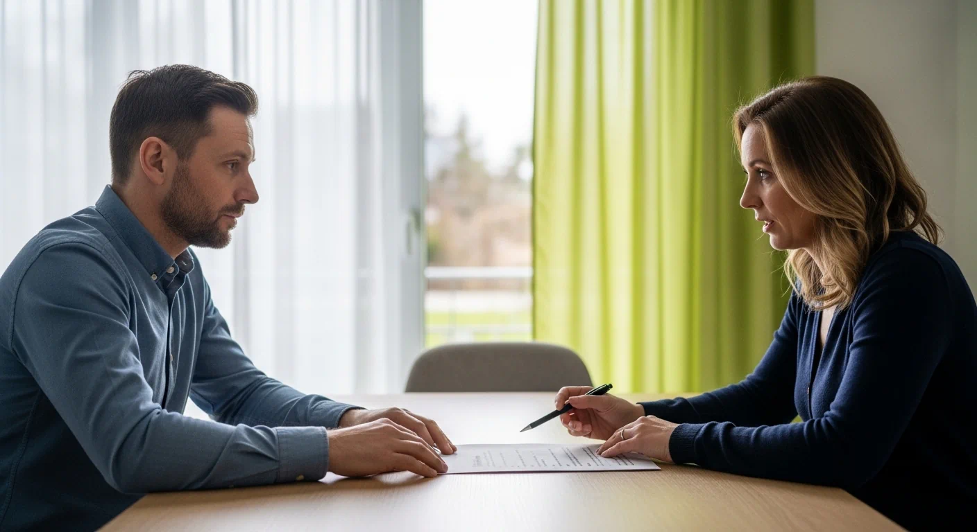 Couple having a serious but calm talk about important marriage topics