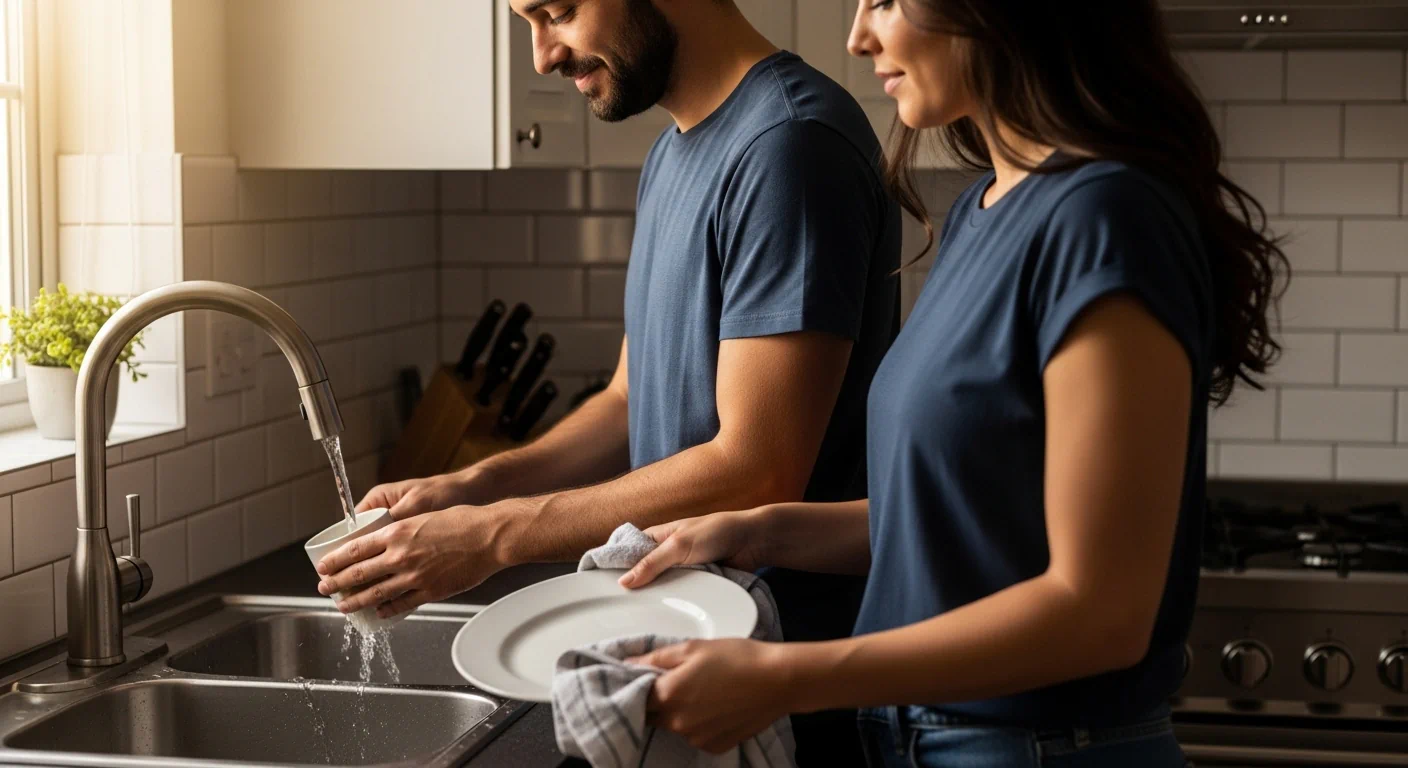 Couple relieved and close after discussing important premarital topics