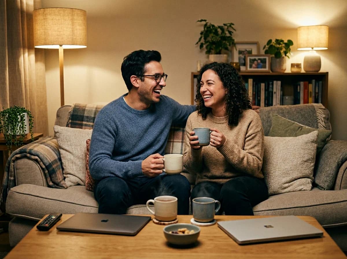 Couple relaxed after aligning mental load and household planning