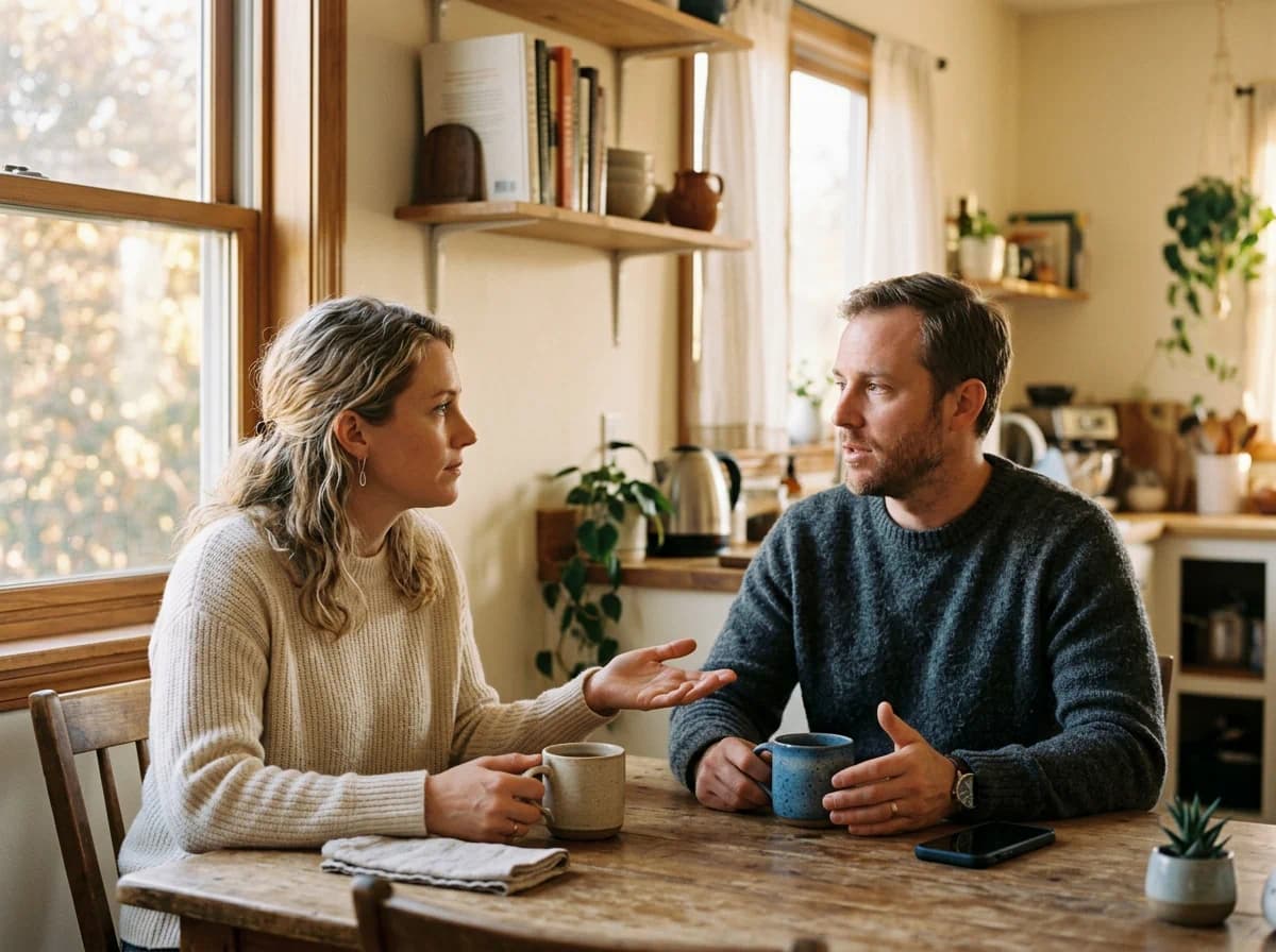 Couple having a respectful political conversation before marriage