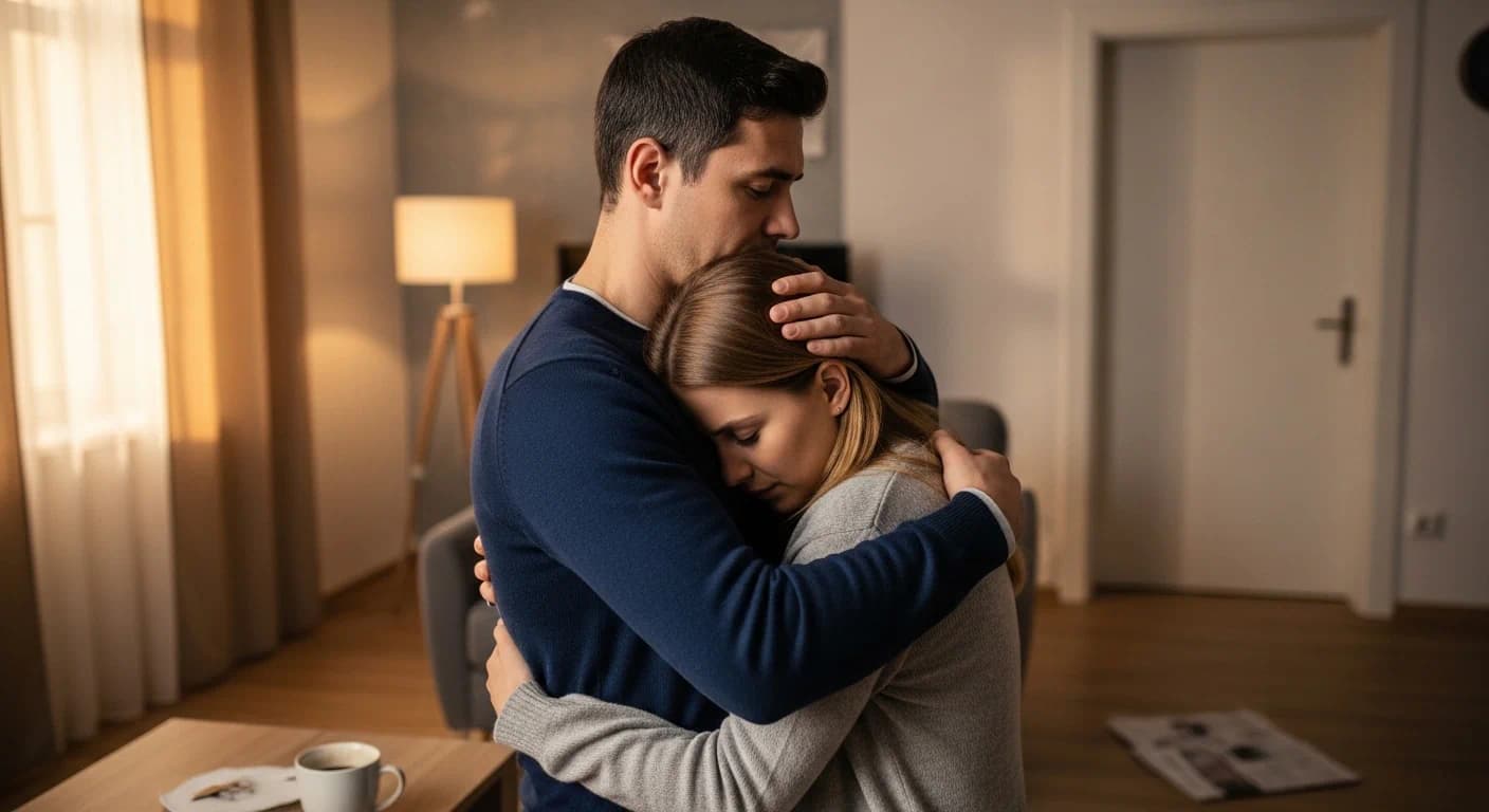 Couple reconnecting after a meaningful premarital conversation