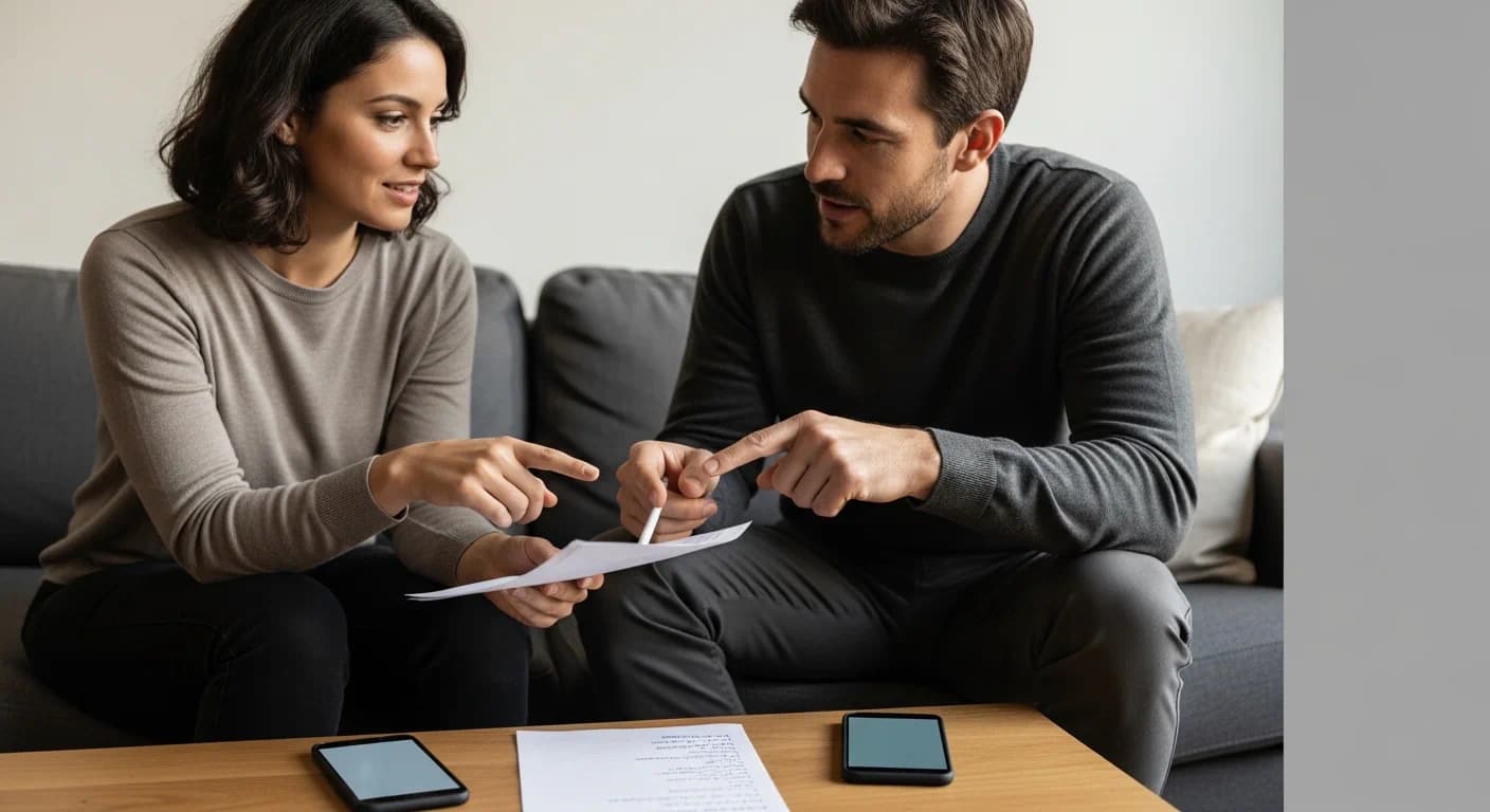 Couple discussing social media boundaries before marriage
