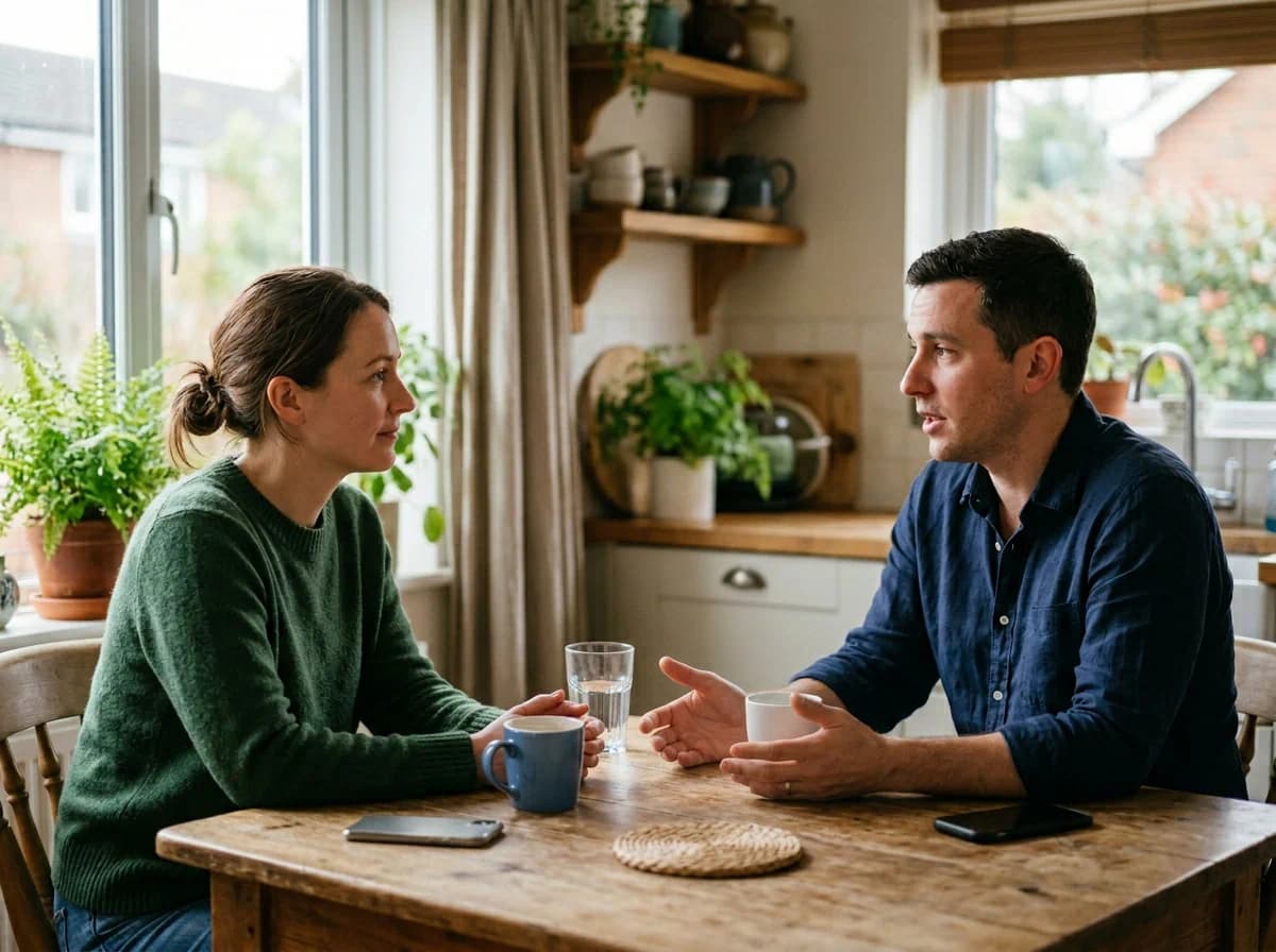 Couple having an honest conversation about trust and jealousy before marriage