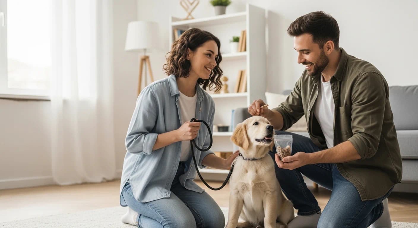 Couple planning pet ownership together before marriage
